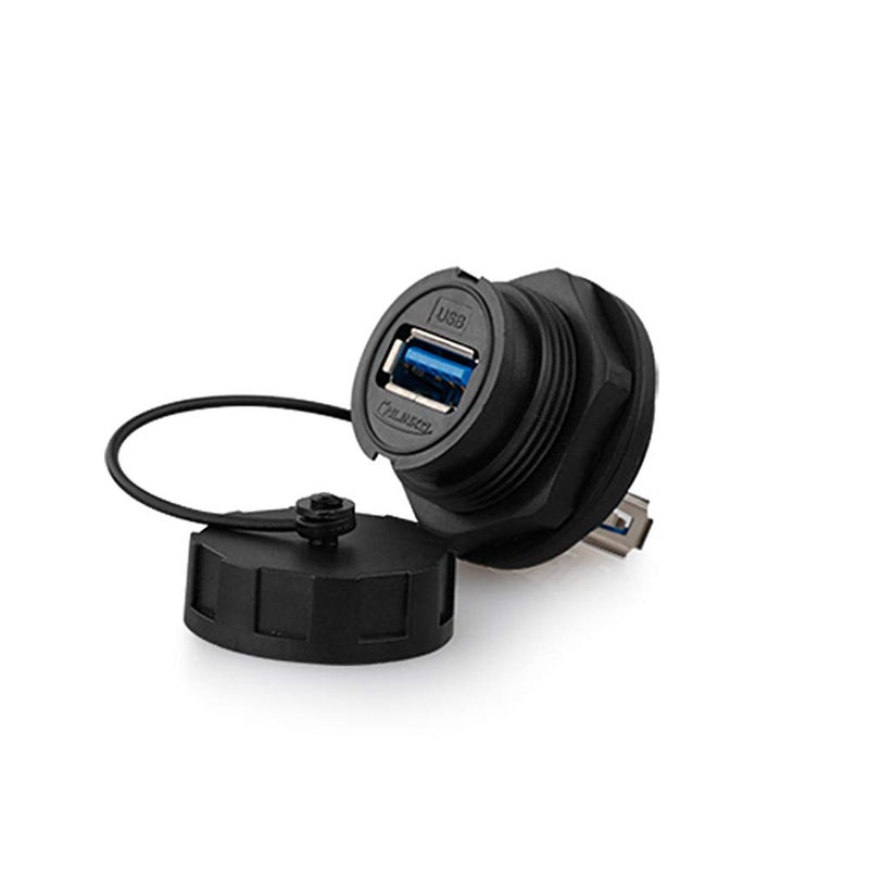 CNLINKO YU-USB3-JSX-01-001 USB3.0 Panel Mount IP67 Waterproof USB Wall Socket PBT Material Plastic Series USB Female Type A Round USB Connector - Image 1